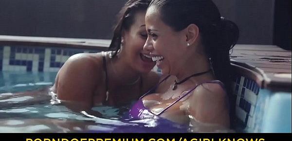  A GIRL KNOWS - Hot lesbian threesome in the pool with Susy Gala, Canela Skin and Kessy Shy